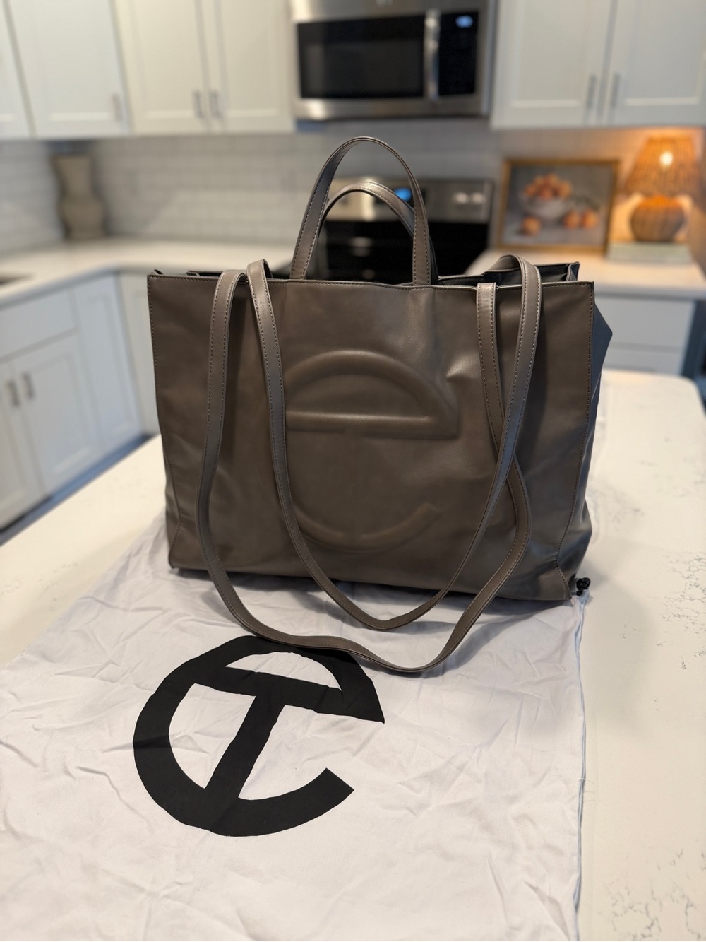 Telfar Large Grey Shopping Tote Bag